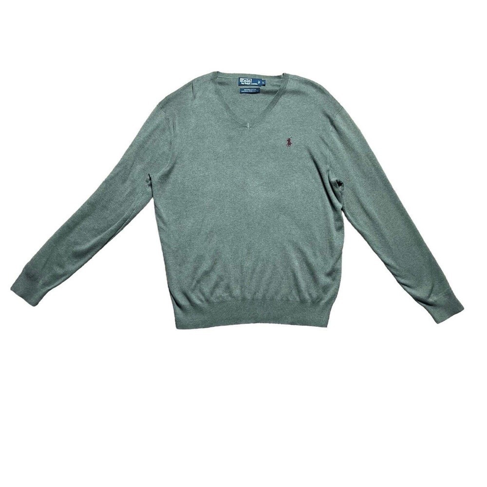 NWOT Polo Ralph Lauren Cotton VNeck Sweater Pullover Mens Size Large Green
